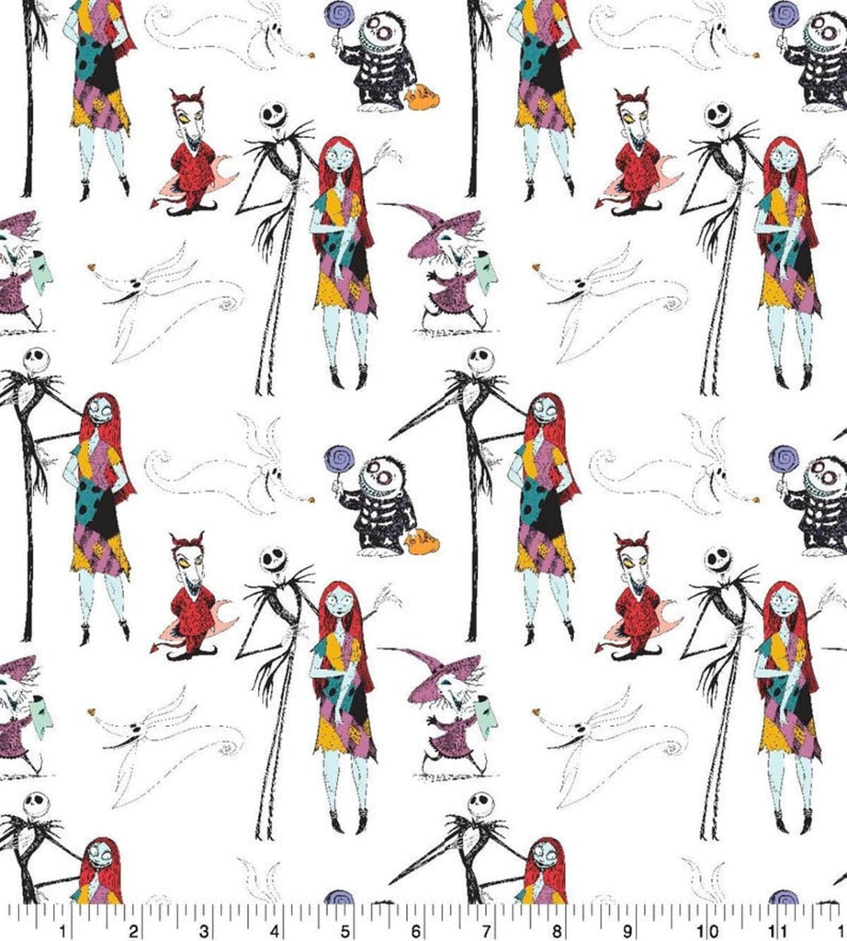 Quilting Cotton Nightmare Before Christmas Character Scatter Halloween Disney Fabric