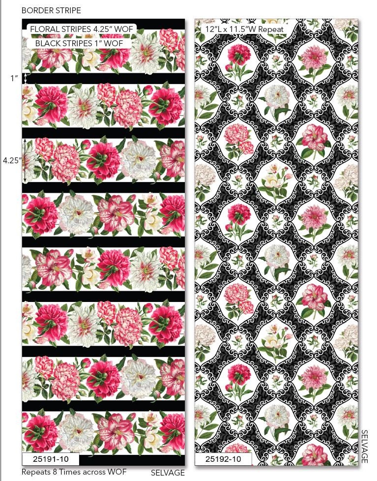 Quilting Cotton Bloom Collection Peony Passion Floral Northcott
