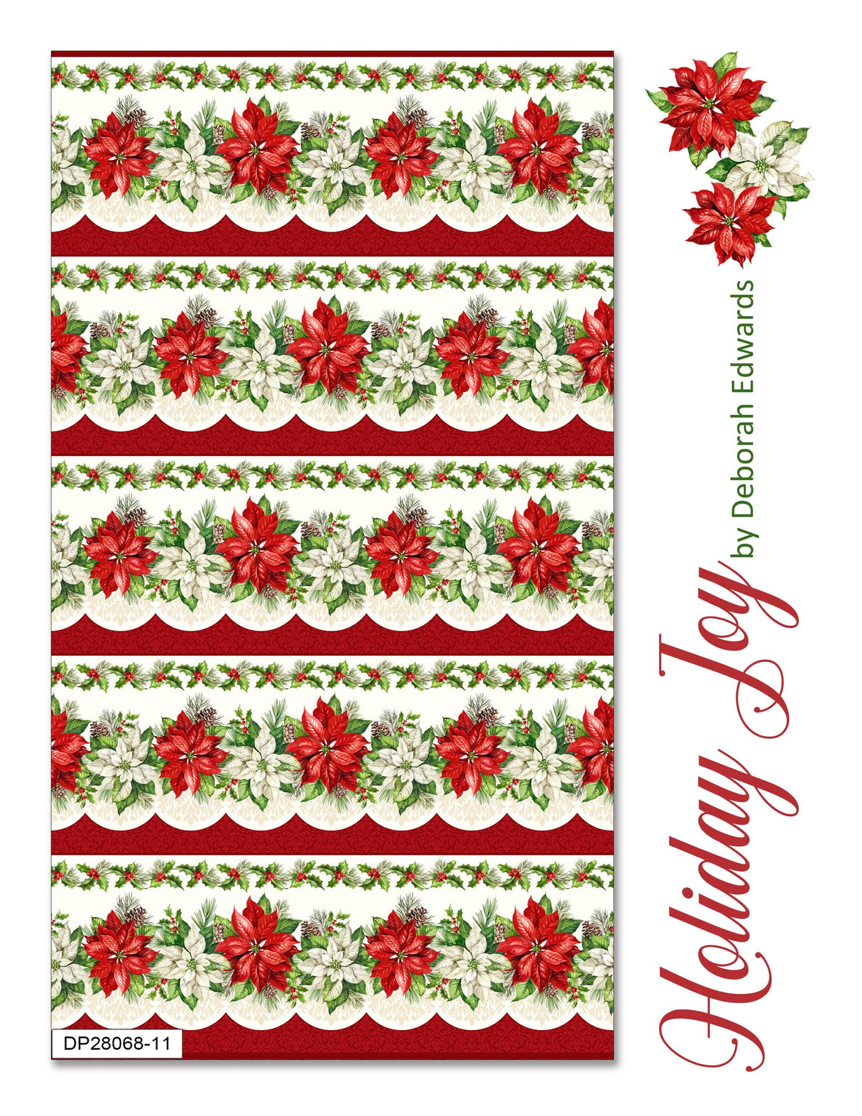Quilting Cotton Holiday Joy Poinsettia Floral Northcott