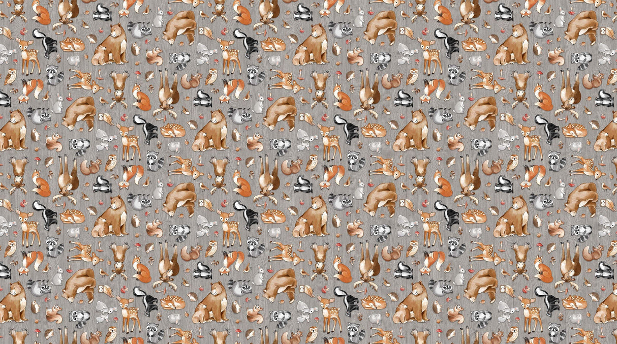 Quilting Cotton Woodland Adventures Mid Gray Multi Northcott