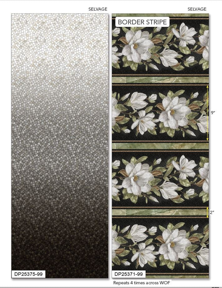 Quilting Cotton Magnolia Mosaic Digital Northcott