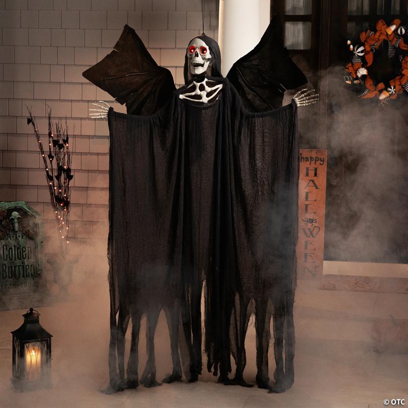 Northlight 66" Pre-Lit Black and Red Sonic Skeletal Reaper with Wings Halloween Decor