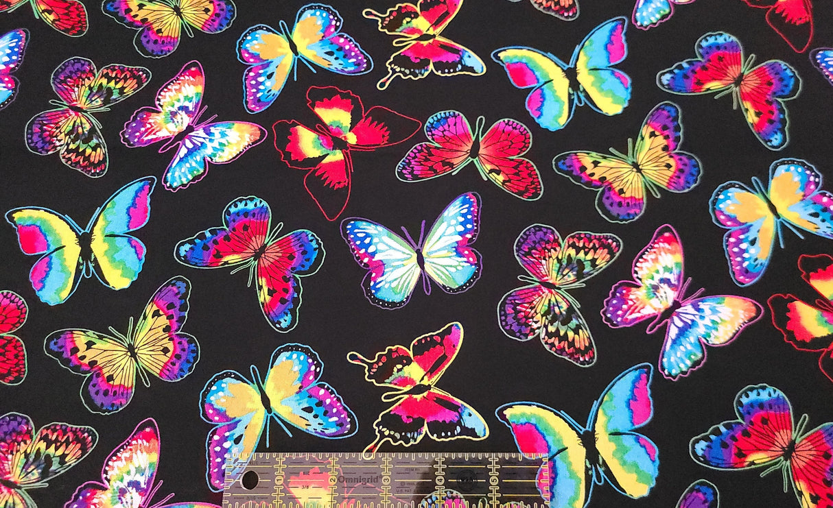 Quilting Cotton Tie Dye Butterflies 100% Cotton