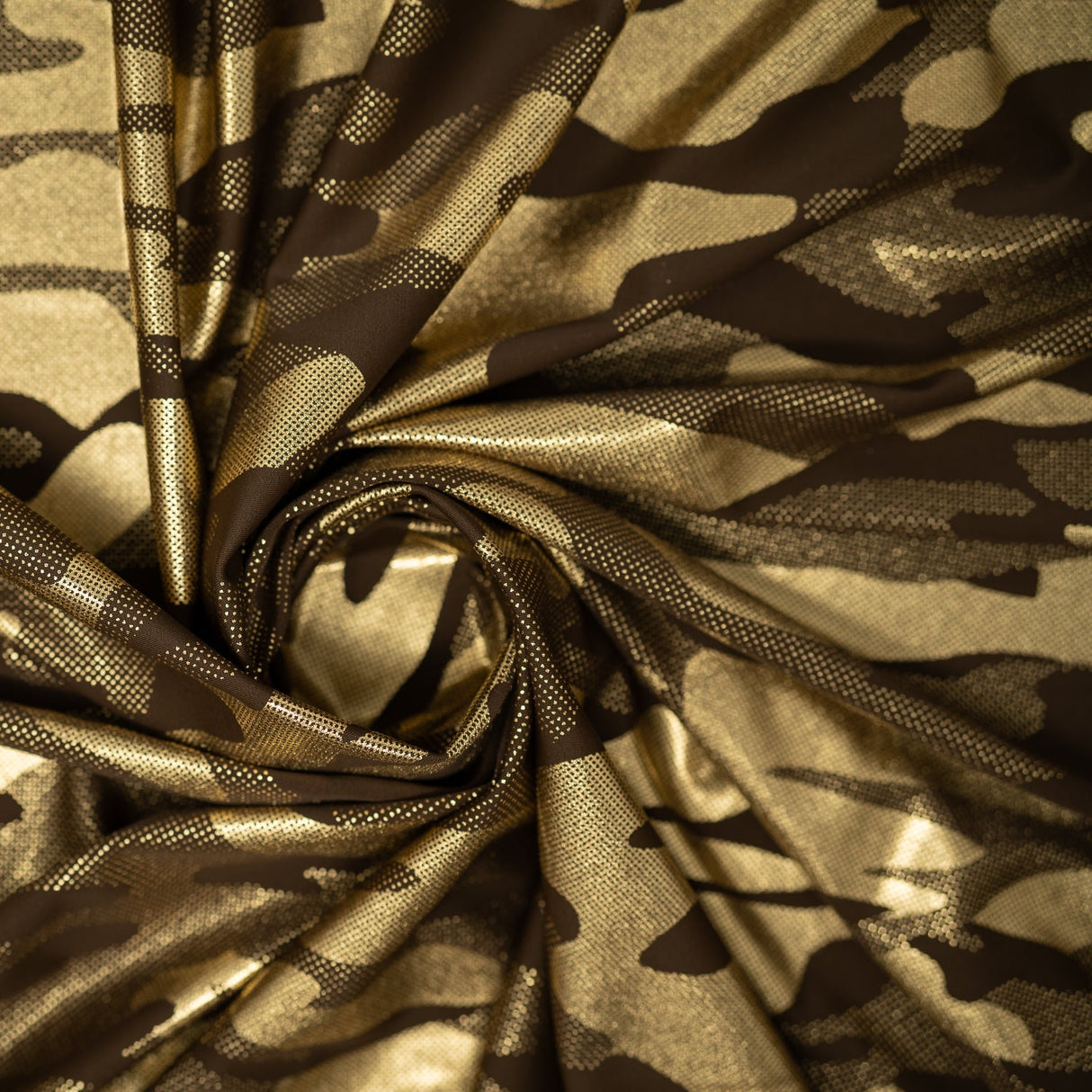 Nugi Foil Printed Spandex Fabric - Metallic Camouflage Foil Print, 56" Width (1 Yard)