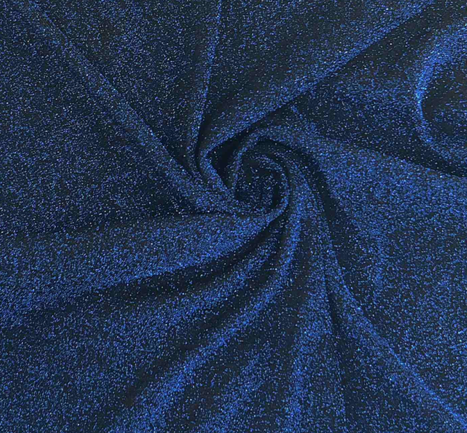 Nylon With Lurex NOL-2323 Nylon Fabric - Black/Royal, 58/60" Width (1 Yard)
