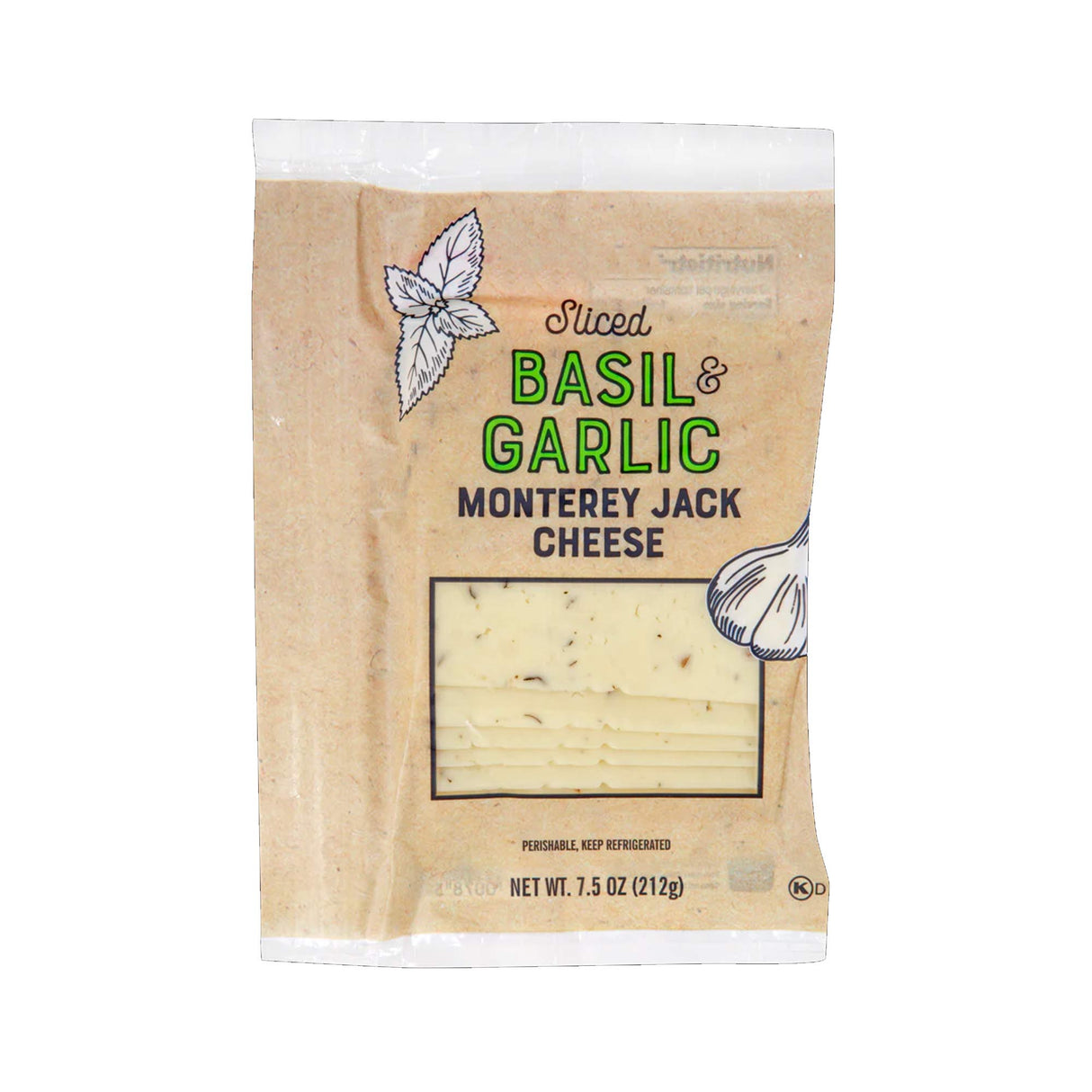 Basil & Garlic Monterey Jack Cheese Sliced Creamy Herb Cheese