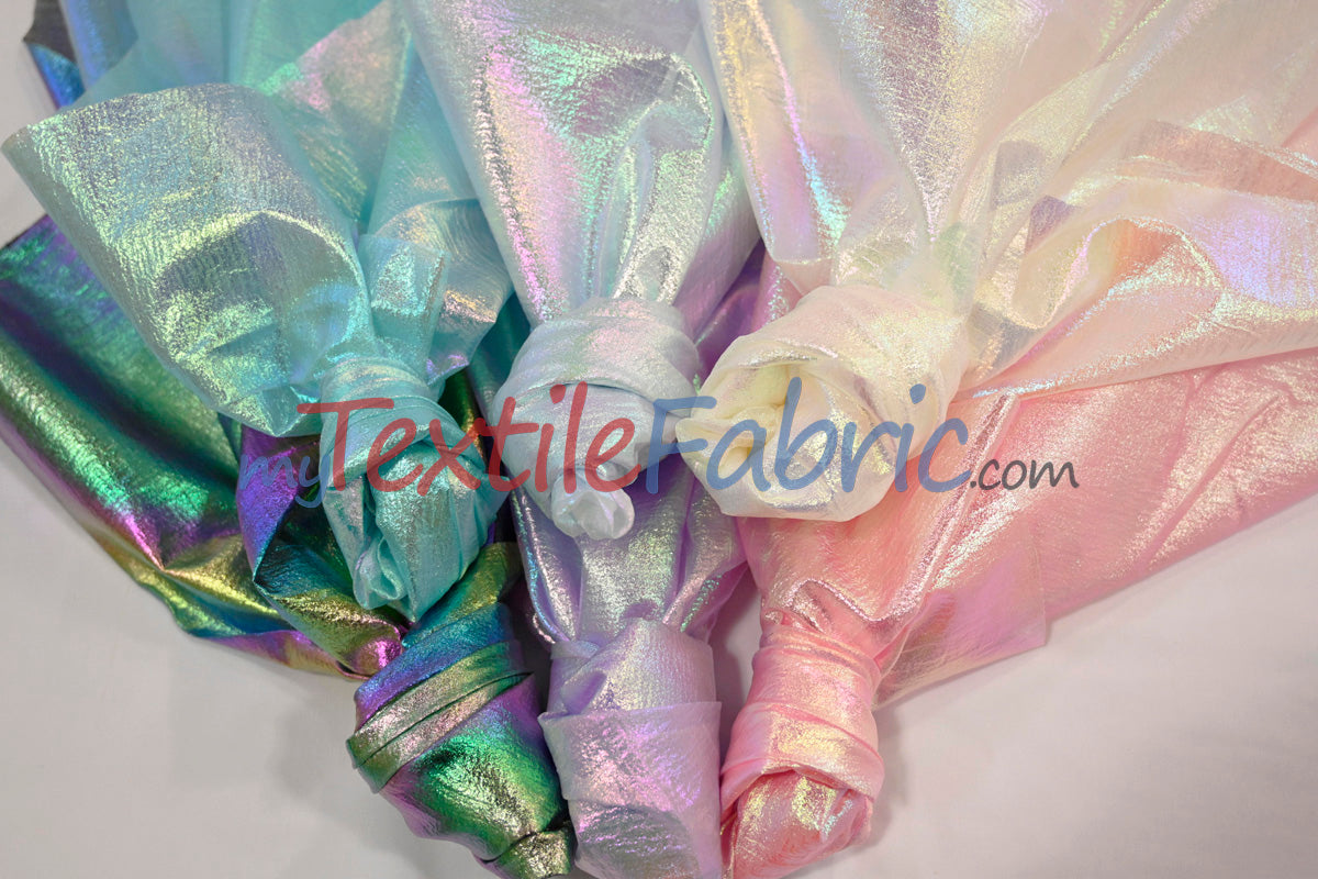 Oasis Hologram Polyester Fabric - Iridescent Sheer Organza, 58/60" Width, White, Pink, Baby Blue, Turquoise, Lavender, Black (1 Yard)