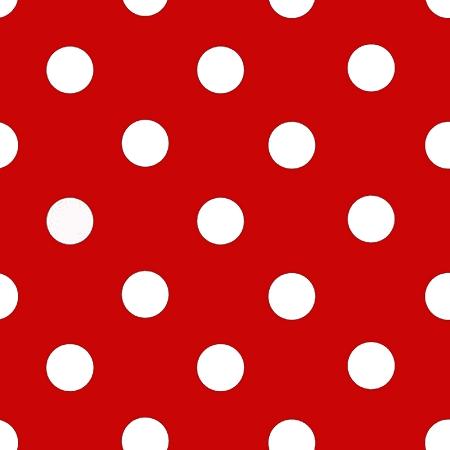 1″ One Inch White Polka Dot on Red Poly Cotton Fabric,
