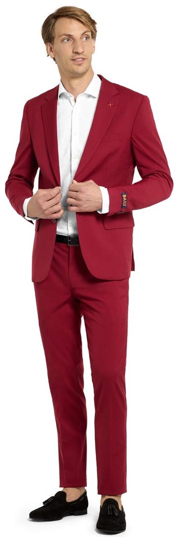 Stylish OppoSuits Daily Bright Burgundy Suit for Business Casual Events and Parties