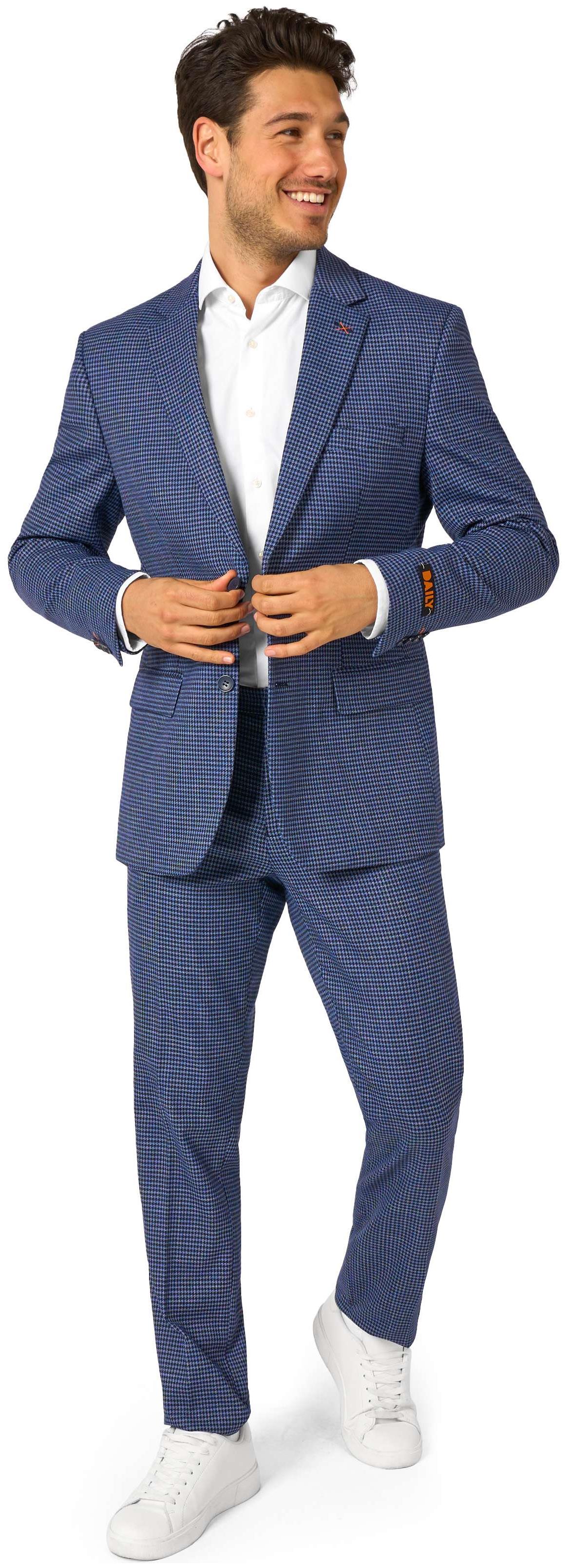 Stylish OppoSuits Daily Checked Navy for Office Parties Casual Events and Daily Wear