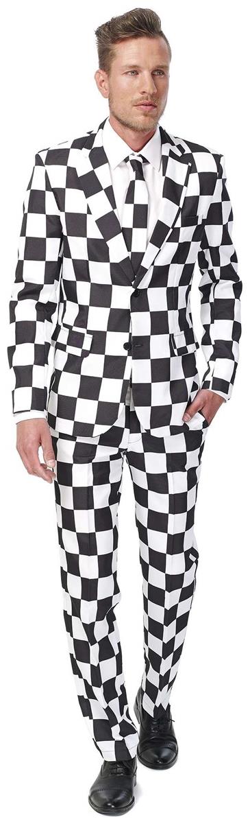 Checked Black White Suit for Halloween Events Costume Parties and Stylish Dress Up