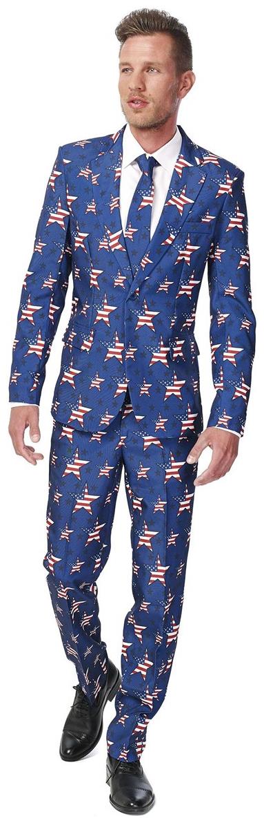 Stylish USA Stars and Stripes Suit for 4th of July Celebrations and Patriotic Events