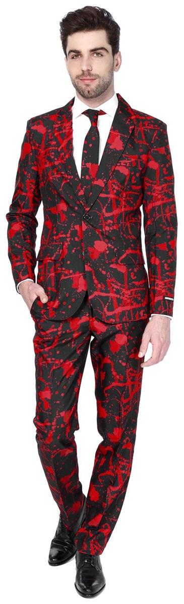 Stylish Suitmeister Halloween Black Blood Suit for Spooky Parties and Themed Events