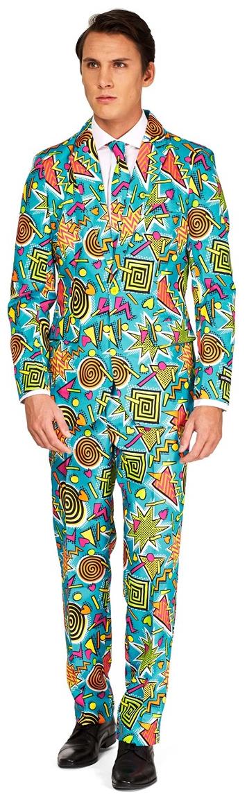 Retro Blue 90's Suit for Men Perfect for Parties Halloween and Themed Events