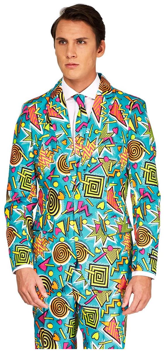 Retro Blue 90's Suit for Men Perfect for Parties Halloween and Themed Events