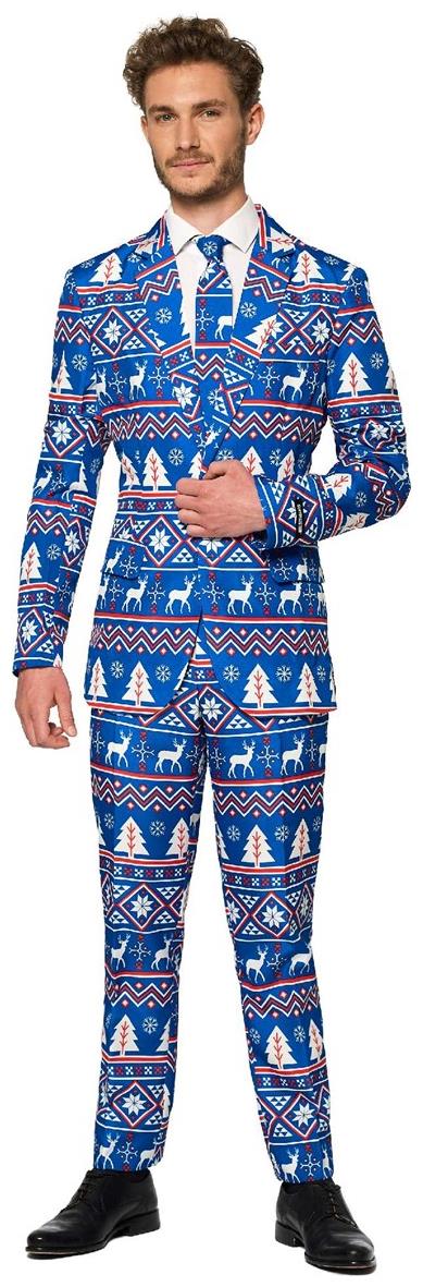 Suitmeister Men's Suits Christmas Blue Nordic