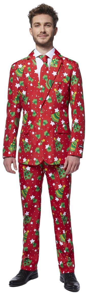 Suitmeister Men's Suits Christmas Trees Stars Red
