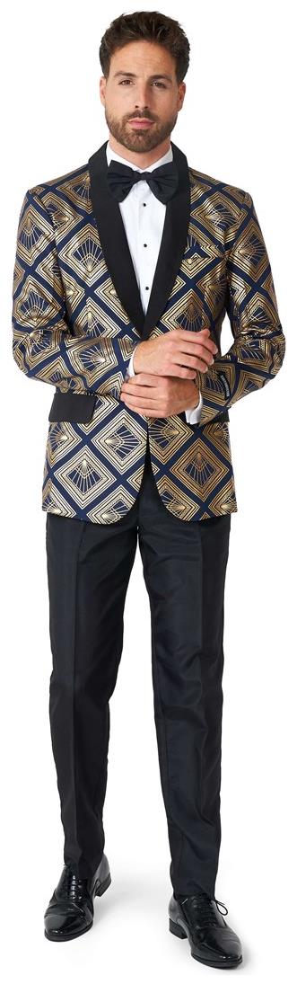 Luxury Suitmeister Art Deco Deep Navy Suit for Men for Parties Weddings and Formal Events