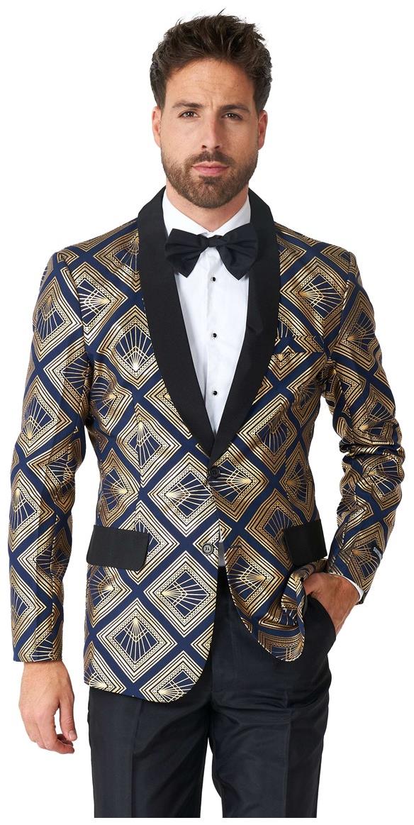 Luxury Suitmeister Art Deco Deep Navy Suit for Men for Parties Weddings and Formal Events