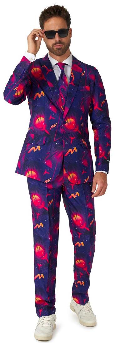 Vibrant Suitmeister Men's Retro Neon Navy Suit for Parties Dress-Up Events and Halloween Celebrations