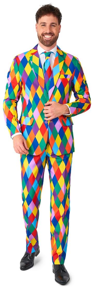 Vibrant Suitmeister Harleclown Suit for Mardi Gras Parties Costume Events and Fun Celebrations