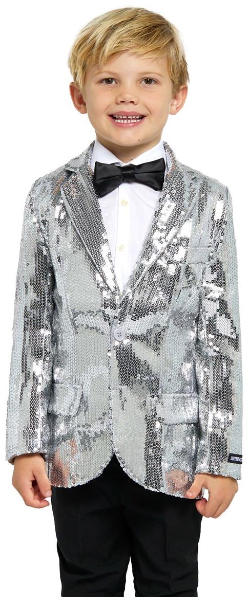Eye-Catching Silver Sequin Blazer for Boys Perfect for Parties and Special Events
