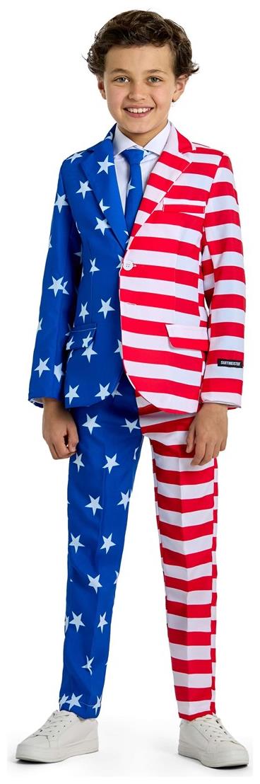 Patriotic Boys USA Flag Suit for 4th of July Sports Events and Special Occasions