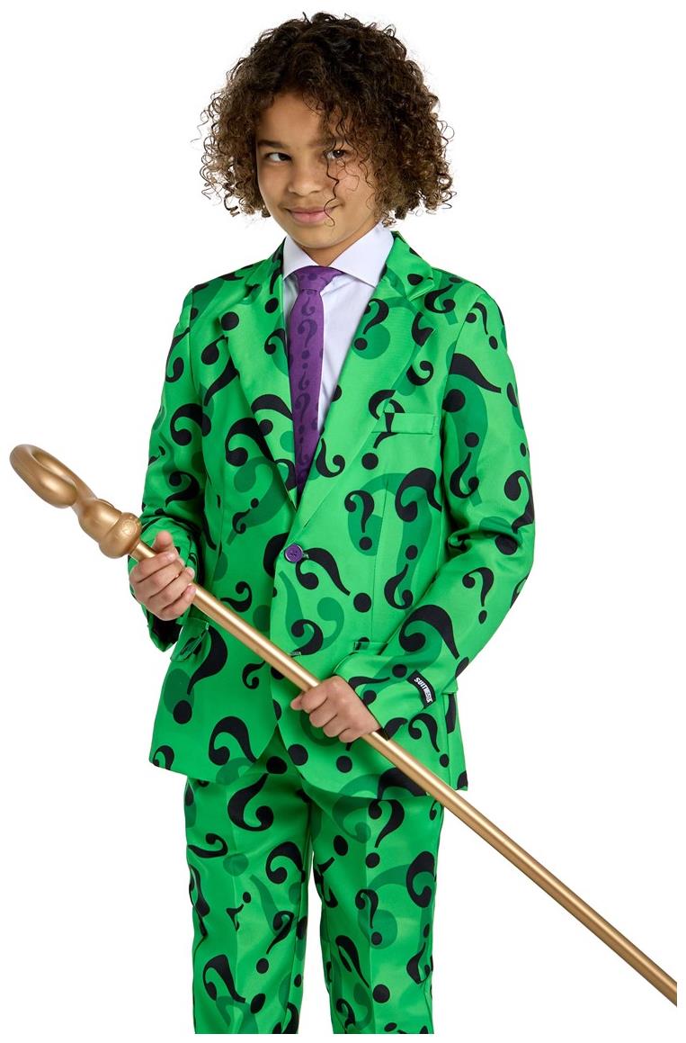 Stylish The Riddler Boys' Costume for Halloween Parties and Superhero Dress Up Events