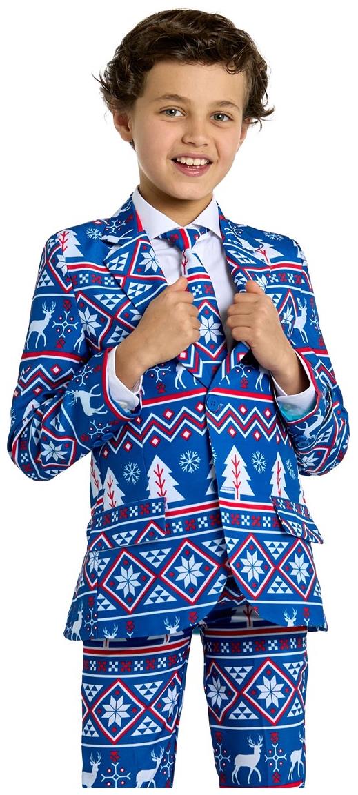 Festive Suitmeister Boys' Christmas Blue Nordic Outfit for Holiday Celebrations and Parties