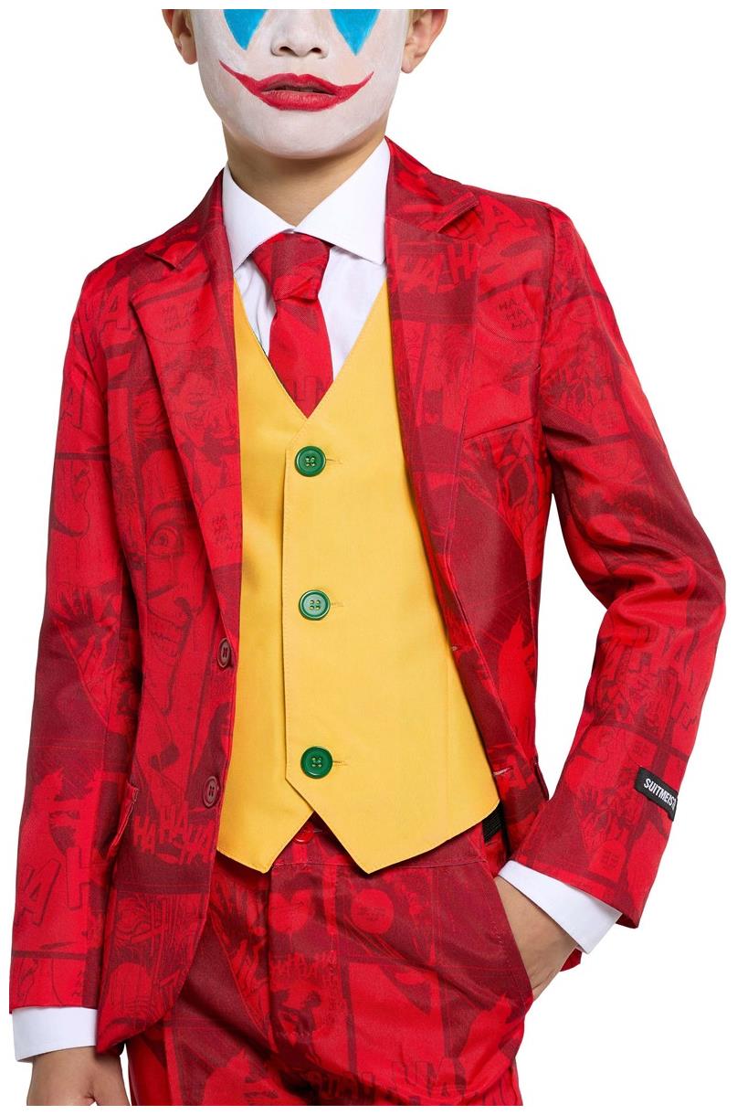 Scarlet Joker Boys Suit for Halloween Comic Book Parties and Costume Events