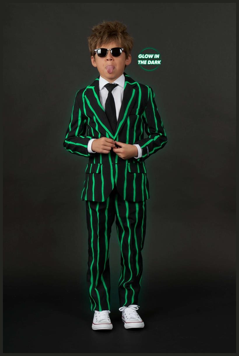 Glow in the Dark Oversized Pinstripe Suit for Boys Halloween Parties and Special Occasions