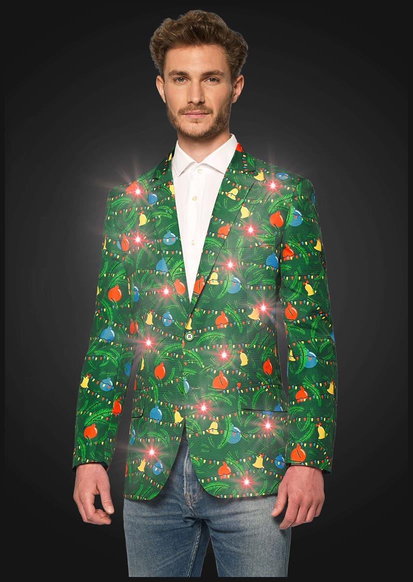 Light Up Suitmeister Men's Christmas Tree Blazer for Holiday Parties Celebrations and Festive Events