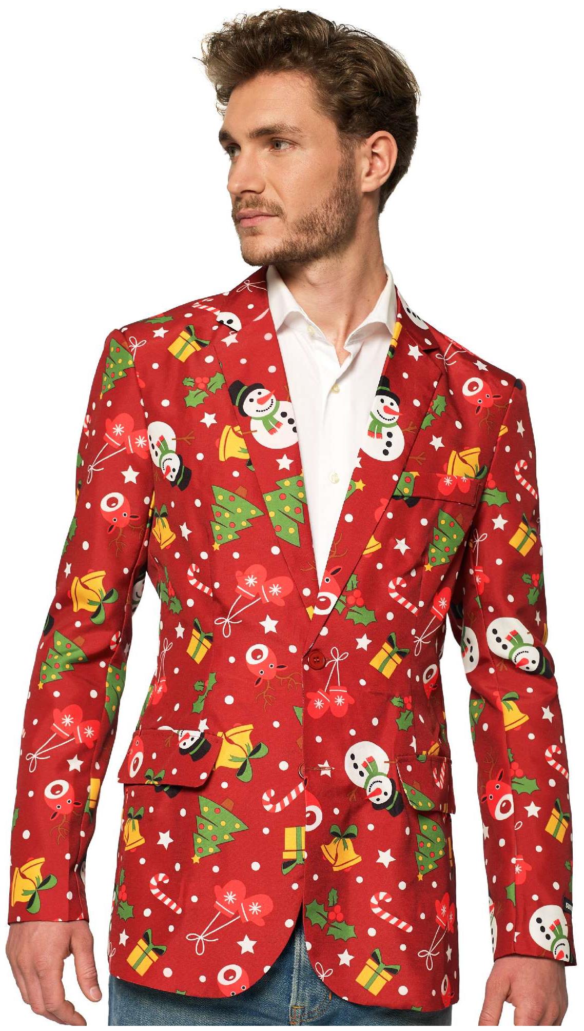 Suitmeister Christmas Red Icons Blazer for Holiday Parties Brighten Up Your Festive Look