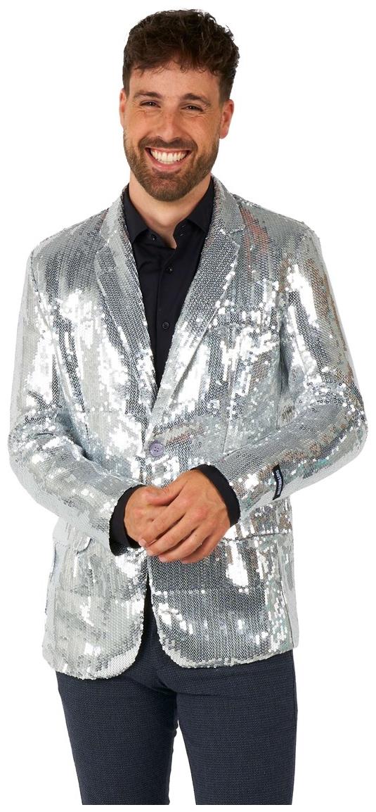 Shiny Silver Sequin Blazer for Party Events Weddings and Festive Celebrations