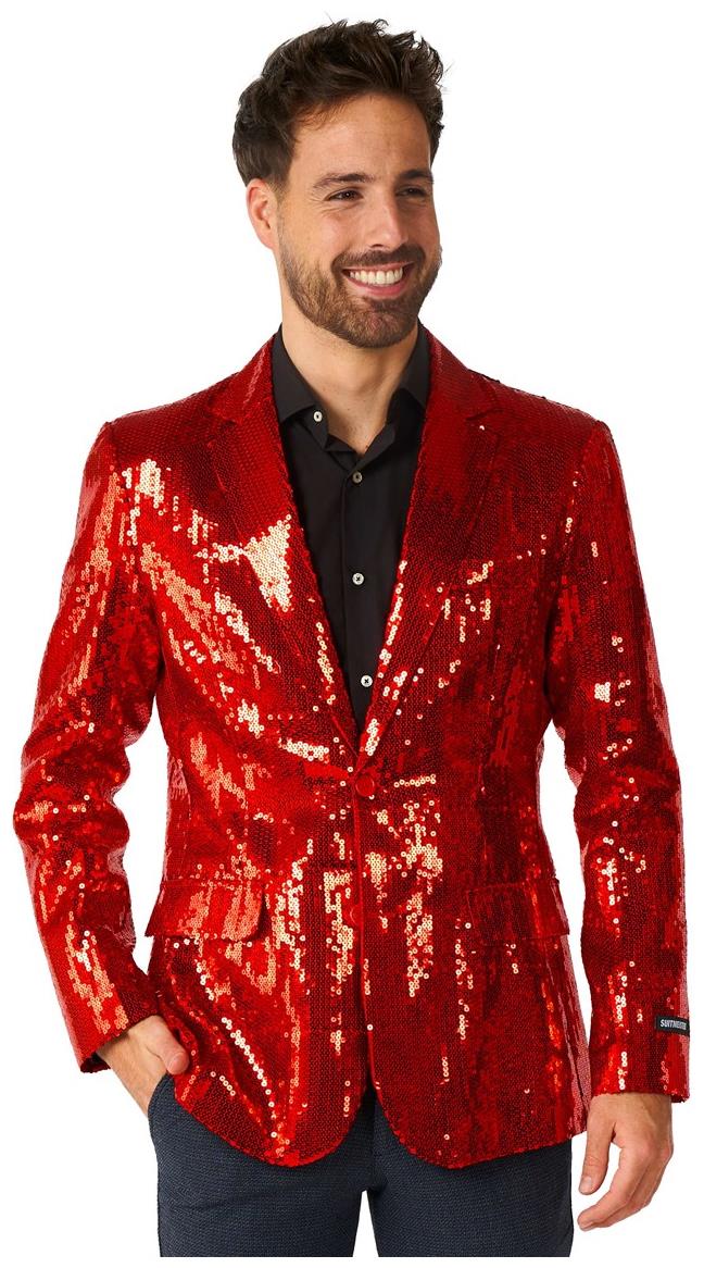 Stunning Suitmeister Men's Red Sequins Blazer for Parties Events and Special Celebrations