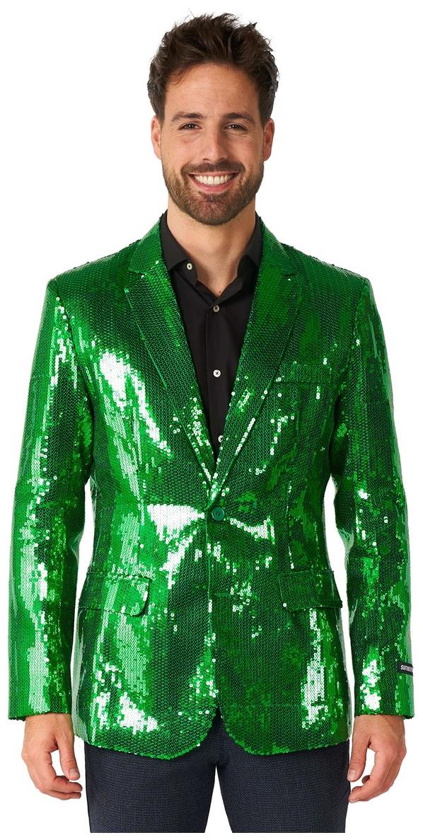 Stunning Suitmeister Men's Green Sequin Blazer for St. Patrick's Day and Festive Celebrations