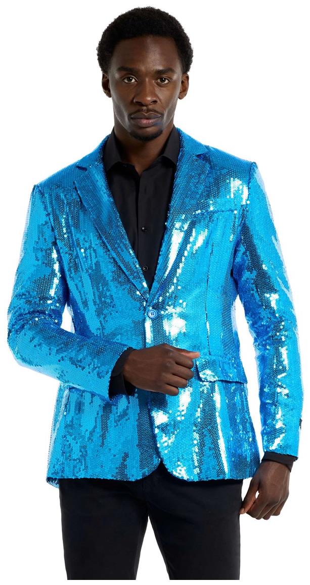 Eye-Catching Suitmeister Men's Sequins Blue Blazer for Parties Events and Night Out Fashion
