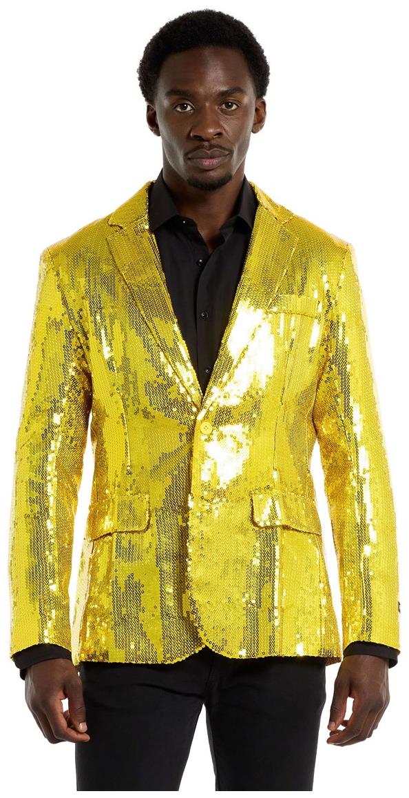 Stylish Suitmeister Men's Yellow Sequins Blazer for Festive Events Parties and Special Occasions
