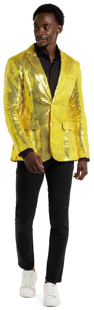 Stylish Suitmeister Men's Yellow Sequins Blazer for Festive Events Parties and Special Occasions