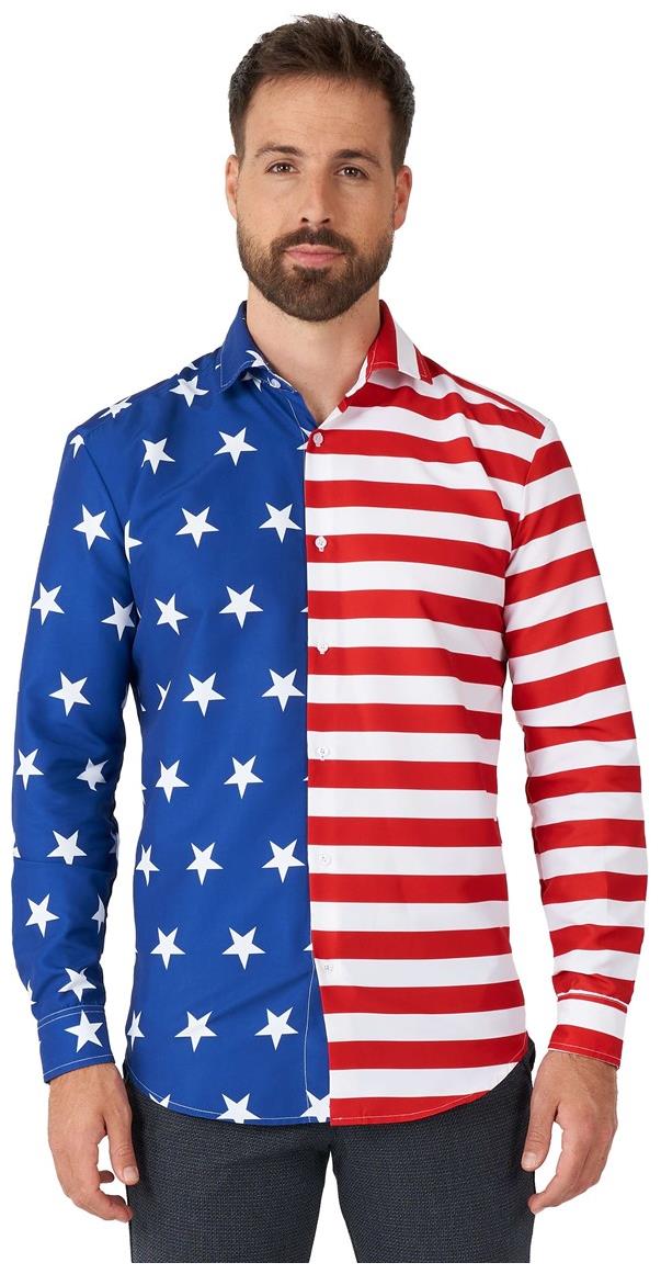 Stylish Suitmeister Men's USA Flag Shirt for Summer BBQs Fourth of July and Patriotic Events