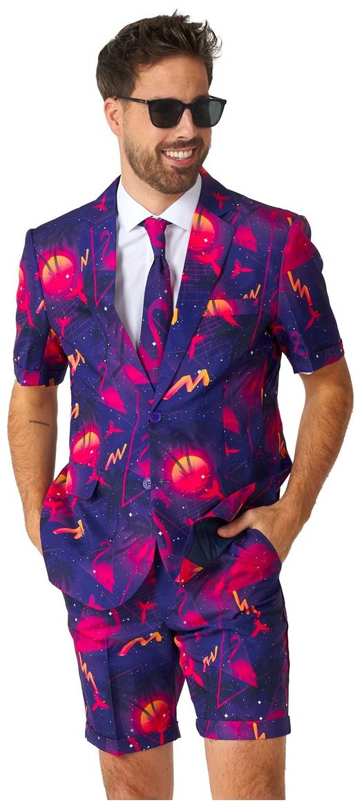 Stylish Suitmeister Summer Retro Neon Suit for Fun Summer Parties and Beach Events