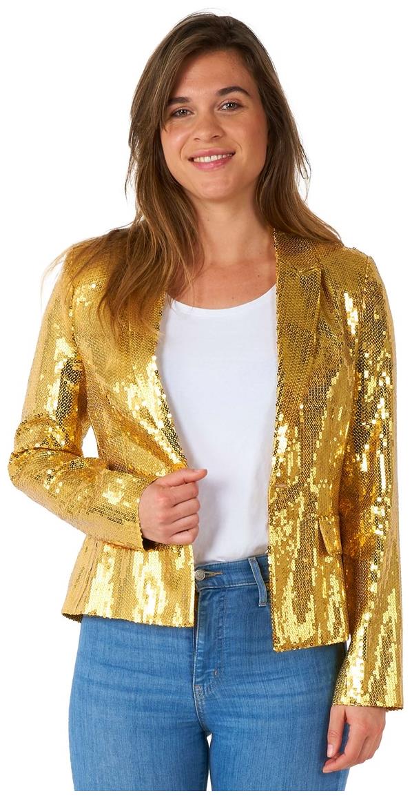 Shiny Gold Sequin Blazer for Parties Events and Holiday Celebrations