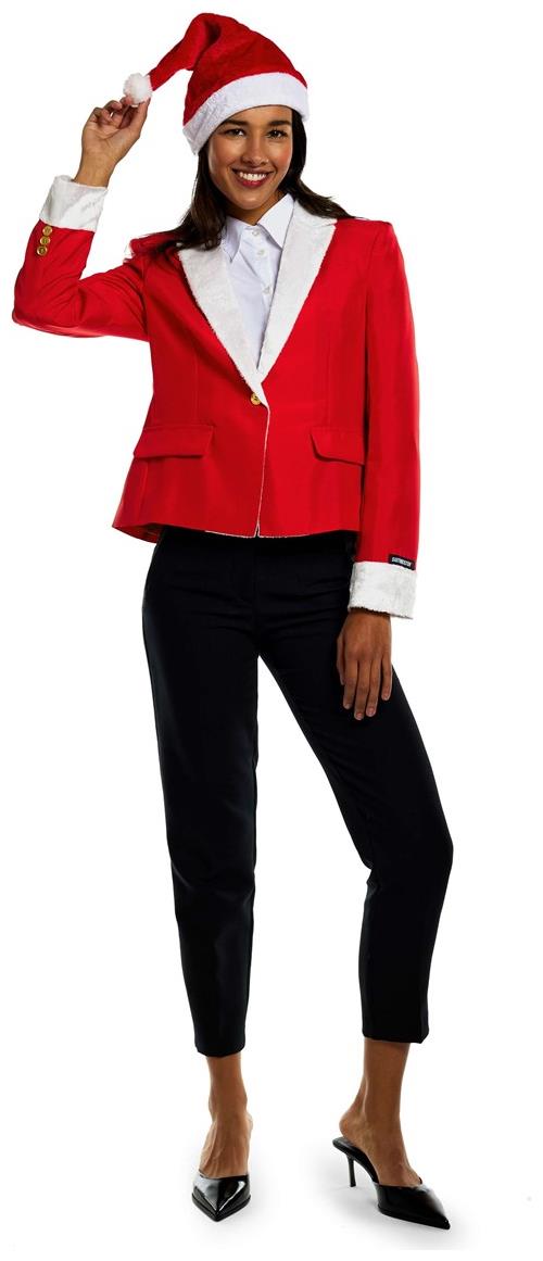 Stylish Suitmeister Women's Santa Faux Fur Blazer for Christmas Celebrations and Festive Events