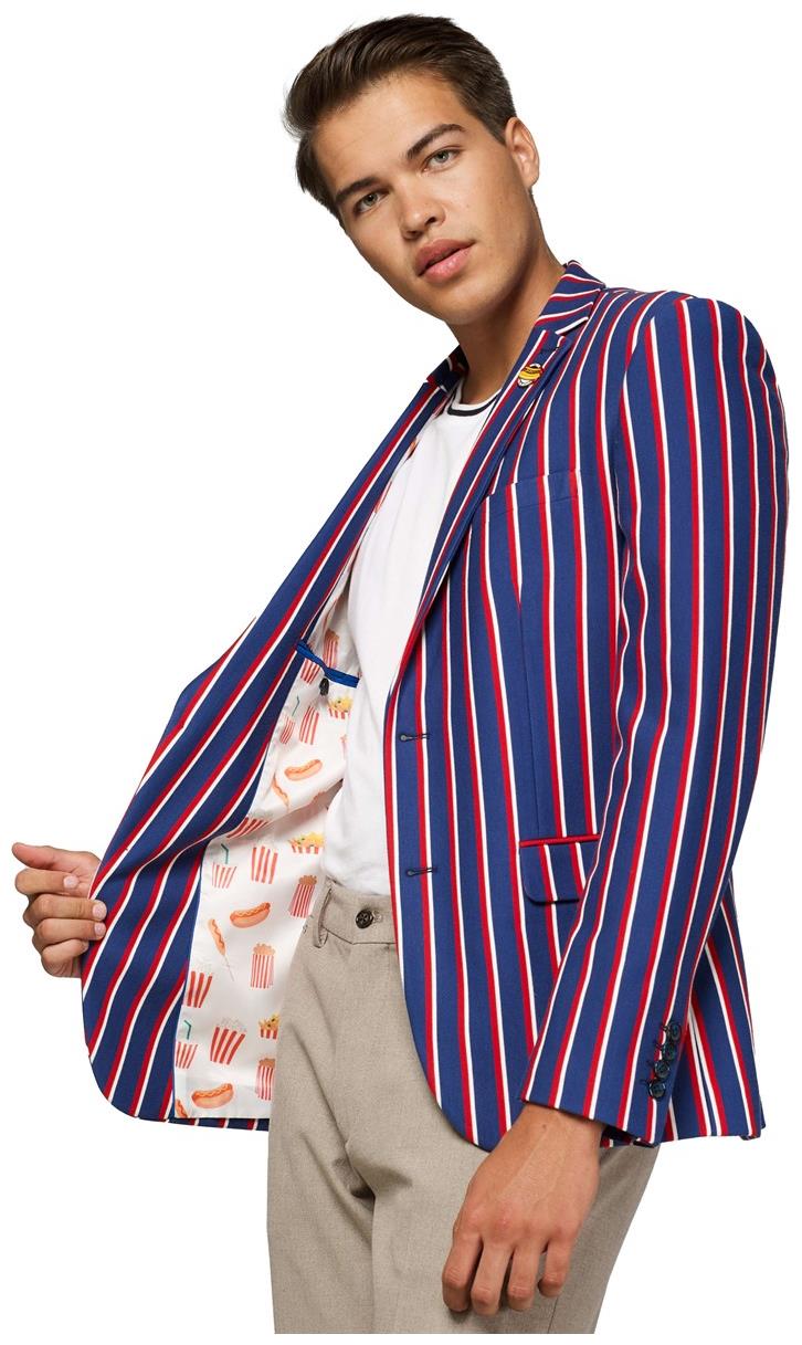 OppoSuits Deluxe Men's Blazers Supportswear - Cheer Stripes - Cobalt Blue