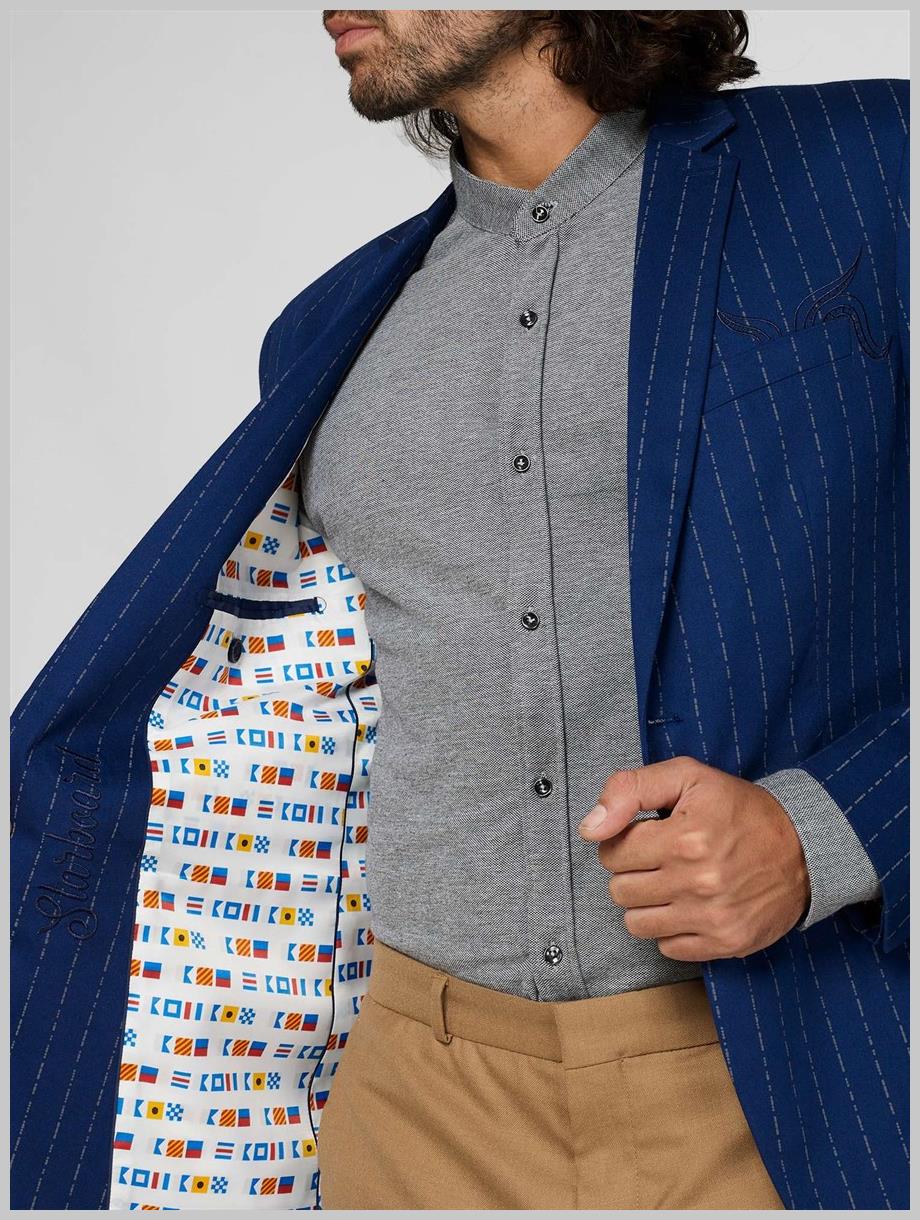 OppoSuits Deluxe Men's Blazers Uniform - Captain - Washed Navy
