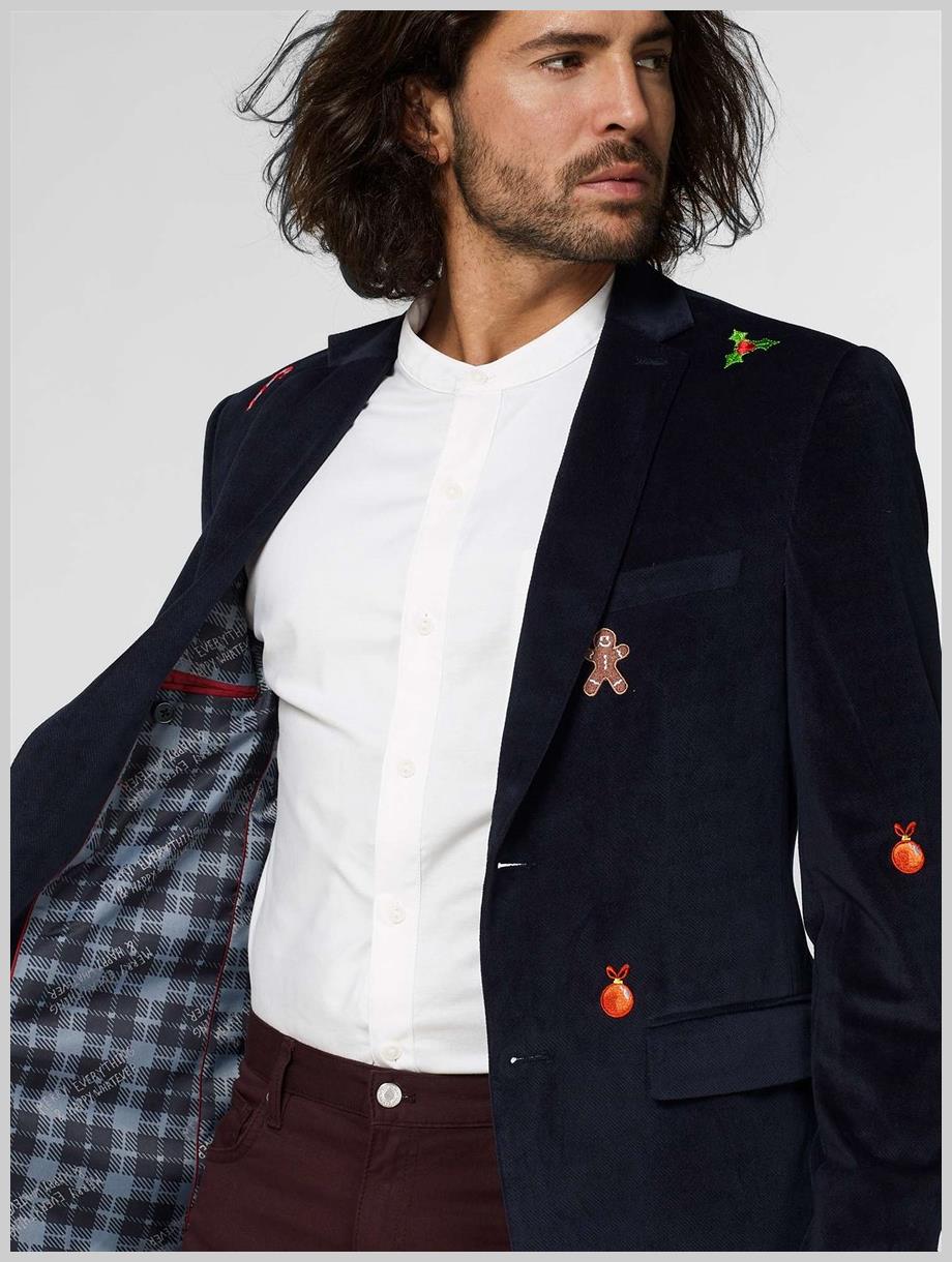 OppoSuits Deluxe Men's Blazers Christmas - X-Mas Icons - Navy