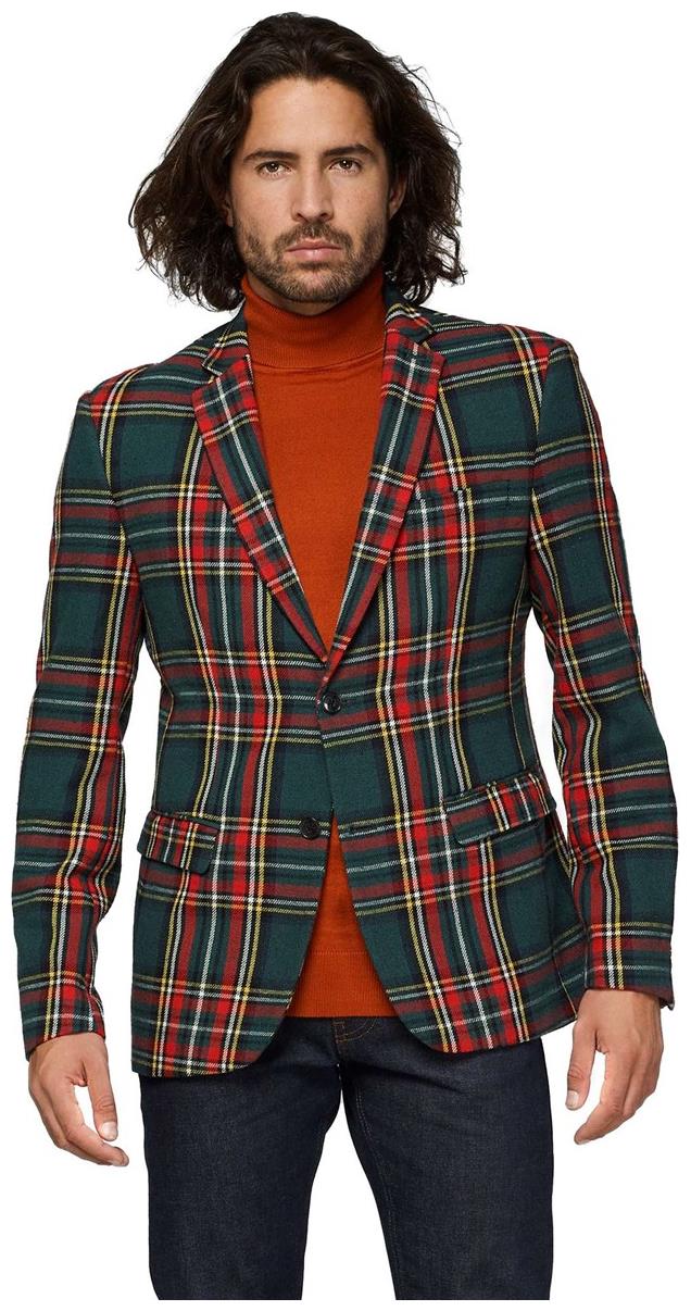 Stylish OppoSuits Deluxe Men's Tartan Blazer for Christmas Parties and Holiday Celebrations