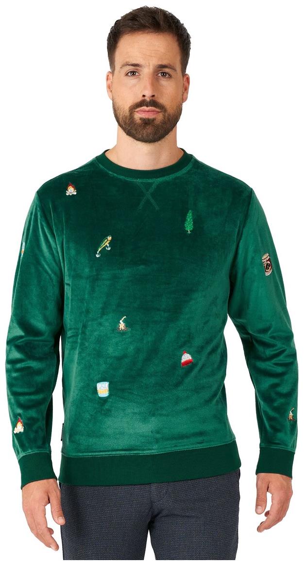 Cozy OppoSuits Deluxe Velvet Green Holiday Sweater for Festive Events and Relaxed Gatherings