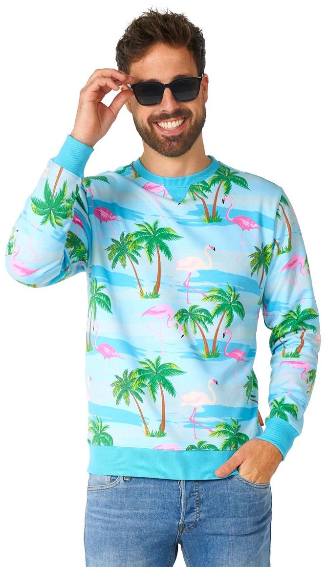 OppoSuits Flaminguy Sweater for Fun Parties Tropical Beach Days and Festive Celebrations