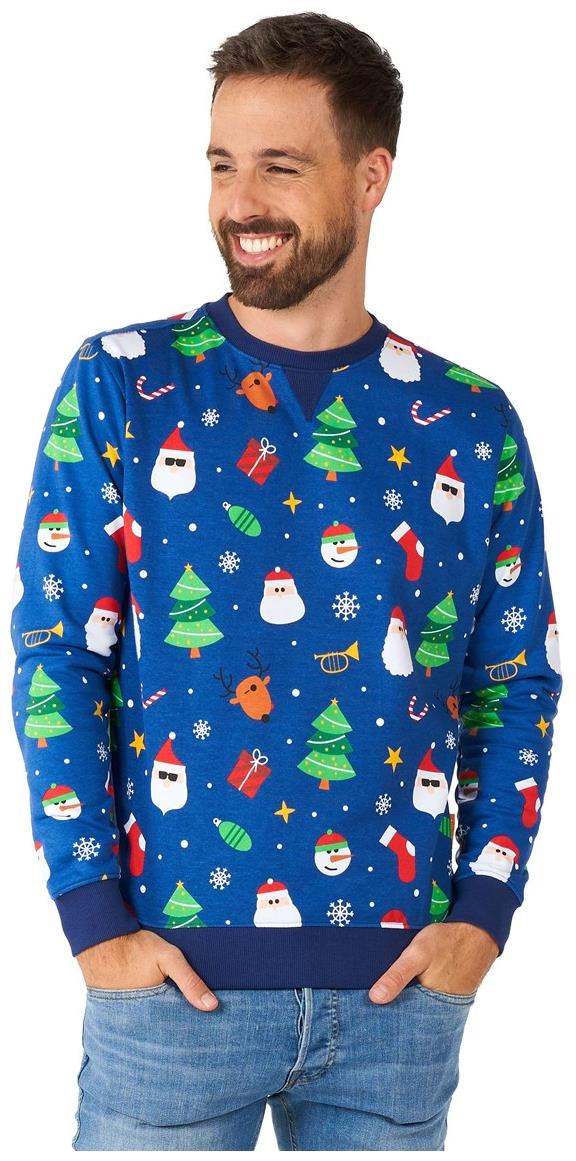 OppoSuits Festivity Blue Sweater for Christmas Parties Holiday Celebrations and Festive Gatherings